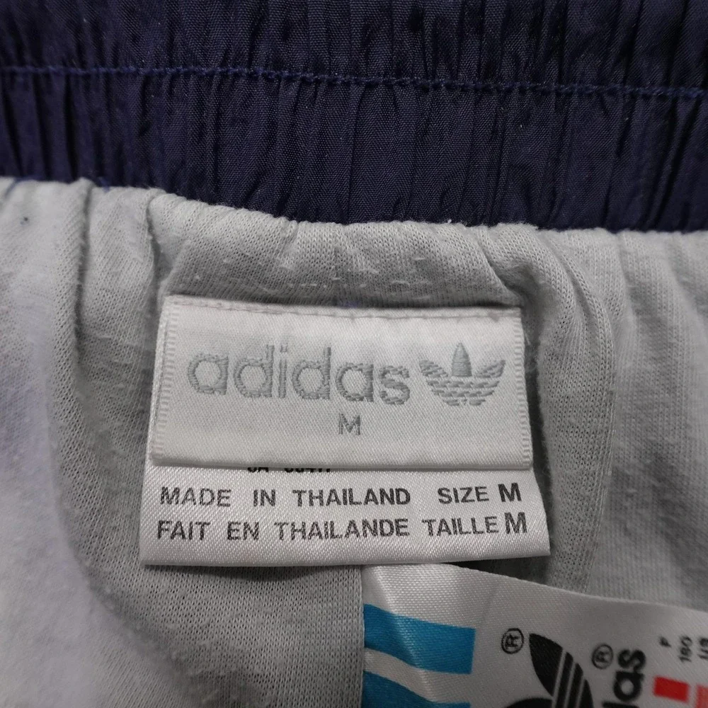 Vintage Adidas Track Pants Mens Medium Blue Nylon Trefoil Ankle Zip 90s